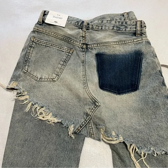 Zara The Layered Denim Skirt Over Jeans Size 2 - Picture 11 of 16